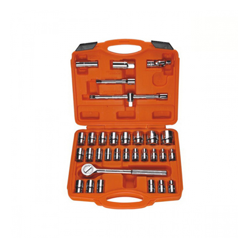 Bộ tuýp 1/2″ 6 và 12 cạnh 32 chi tiết (xi bóng viền cam) “cần vặn cao cấp” AK-9773