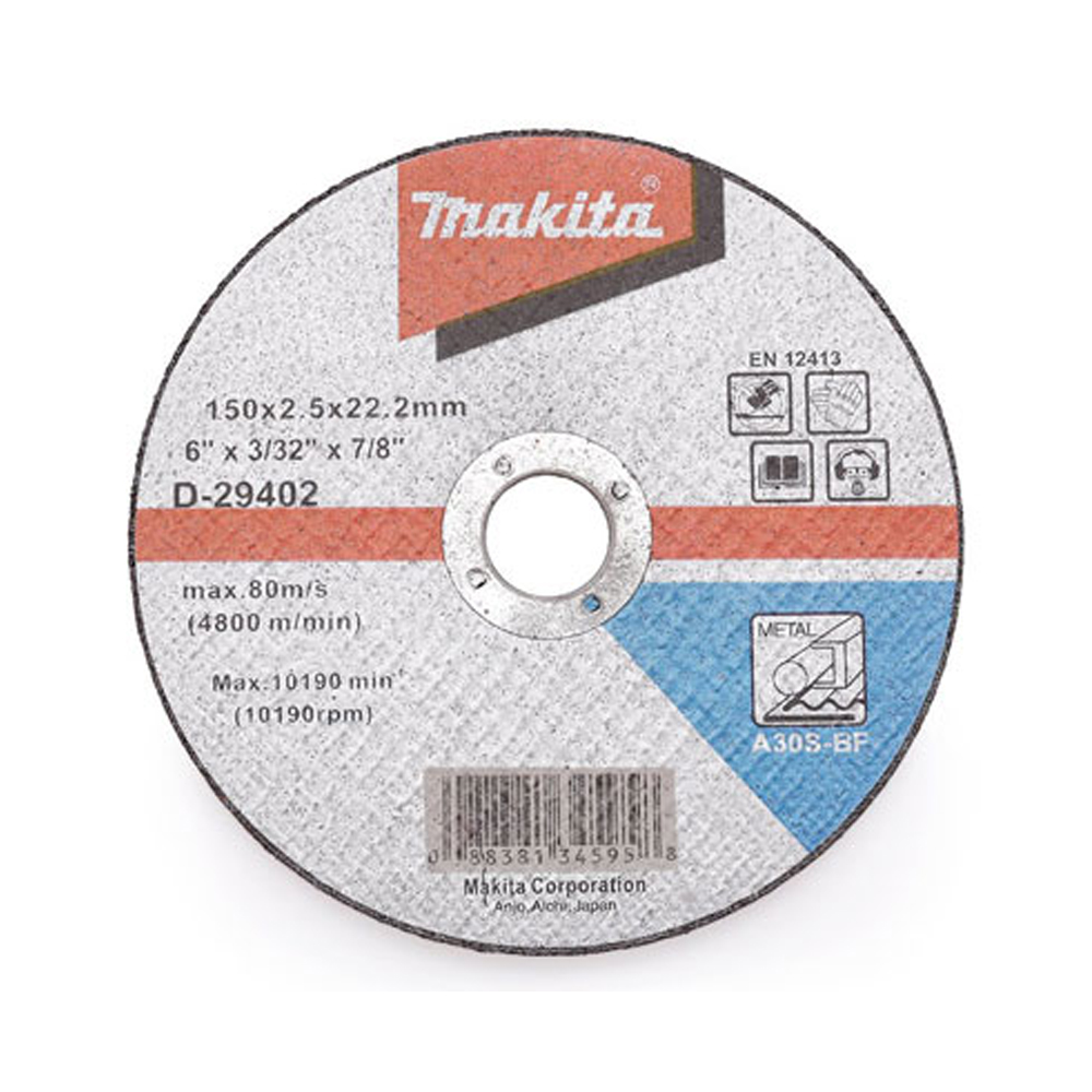 ĐÁ CẮT A30S CHO KIM LOẠI 150X2.5X22.23MM MAKITA D-29402