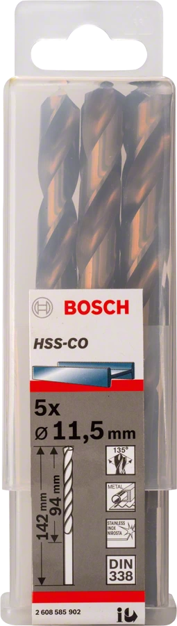 BOSCH 2608585902
Mũi khoan INOX HSS-Co 11.5mm
(hộp 5 mũi)