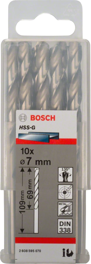 BOSCH 2608595070
Mũi khoan sắt HSS-G 7mm
(hộp 10 mũi)