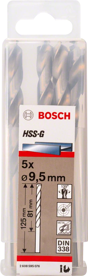 BOSCH 2608595076
Mũi khoan sắt HSS-G 9.5mm
(hộp 5 mũi)