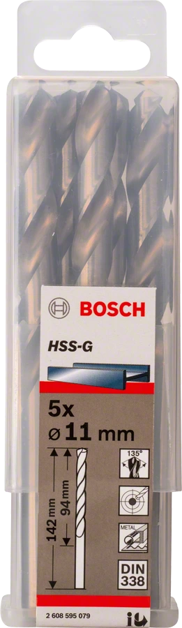 BOSCH 2608595079
Mũi khoan sắt HSS-G 11.0mm
(hộp 5 mũi)