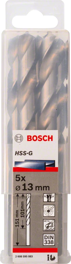 BOSCH 2608595083
Mũi khoan sắt HSS-G 13.0mm
(hộp 5 mũi)