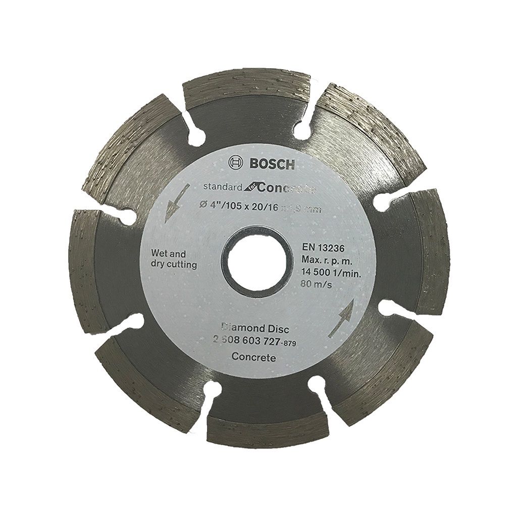 BOSCH 2608603727
Đĩa cắt kim cương 105×20/16mm
bê tông (Standard)