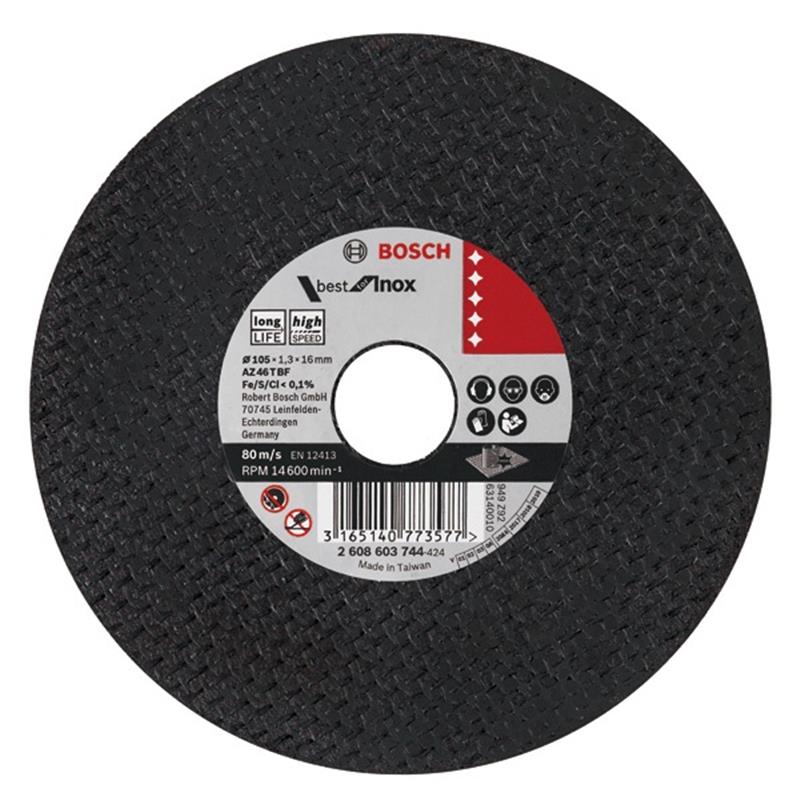 BOSCH 2608603744
Đá cắt 105×1.3x16mm (inox)