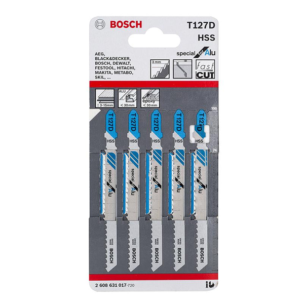 BOSCH 2608631017
Lưỡi cưa lọng
T 127 D – Inox (bộ 5 lưỡi)