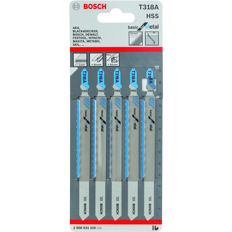 BOSCH 2608631319
Lưỡi cưa lọng
T 318 A – Sắt (bộ 5 lưỡi)