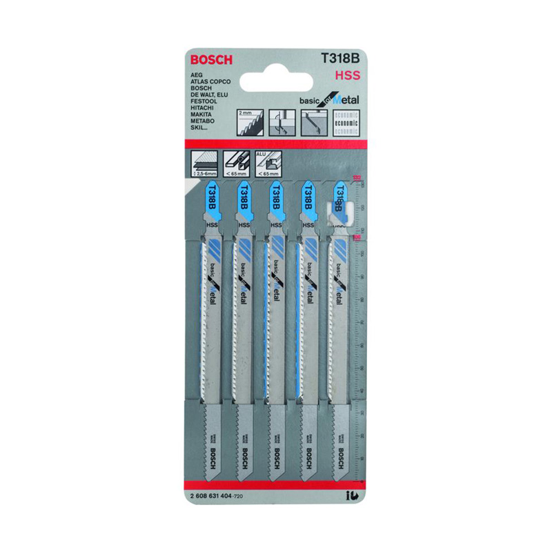 BOSCH 2608631404
Lưỡi cưa lọng
T 318 B (bộ 5 lưỡi)
