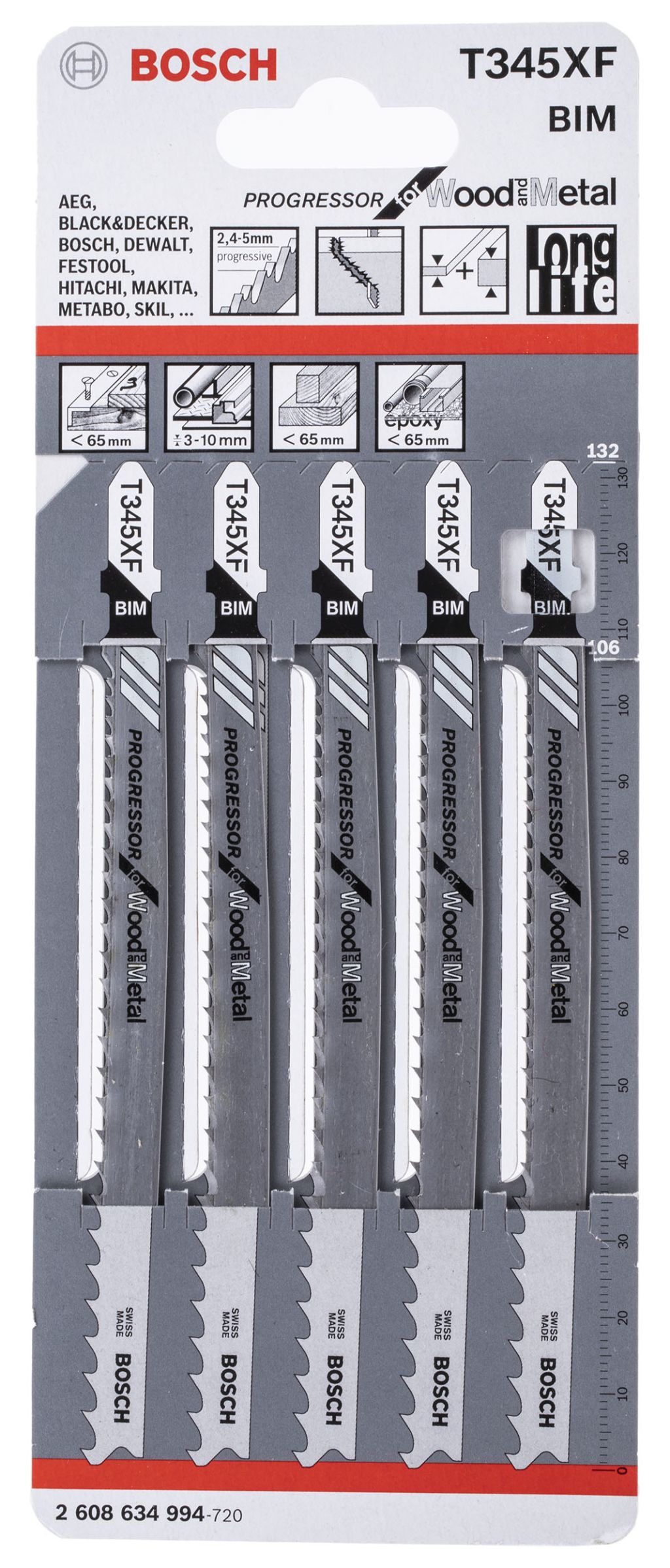 BOSCH 2608634994
Lưỡi cưa lọng
T 345 XF (bộ 5 lưỡi)
