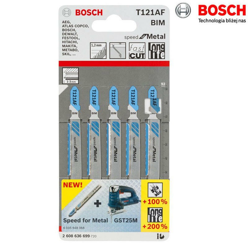 BOSCH 2608636699
Lưỡi cưa lọng
T 121 AF – Sắt (bộ 5 lưỡi)