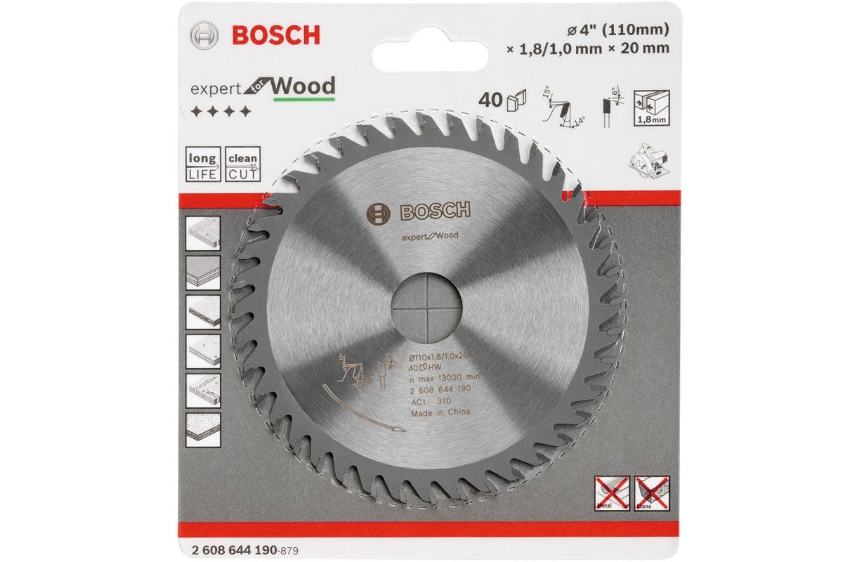 BOSCH 2608644190
Lưỡi cưa gỗ 110x20mm T40