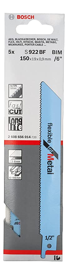 BOSCH 2608656014
Lưỡi cưa kiếm
S 922 BF-Sắt (bộ 5 lưỡi)