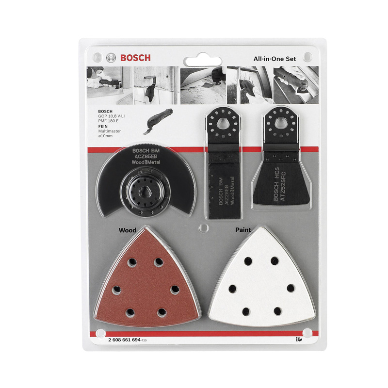 BOSCH 2608661694
Bộ phụ kiện 13 in 1 cho máy cắt đa năng