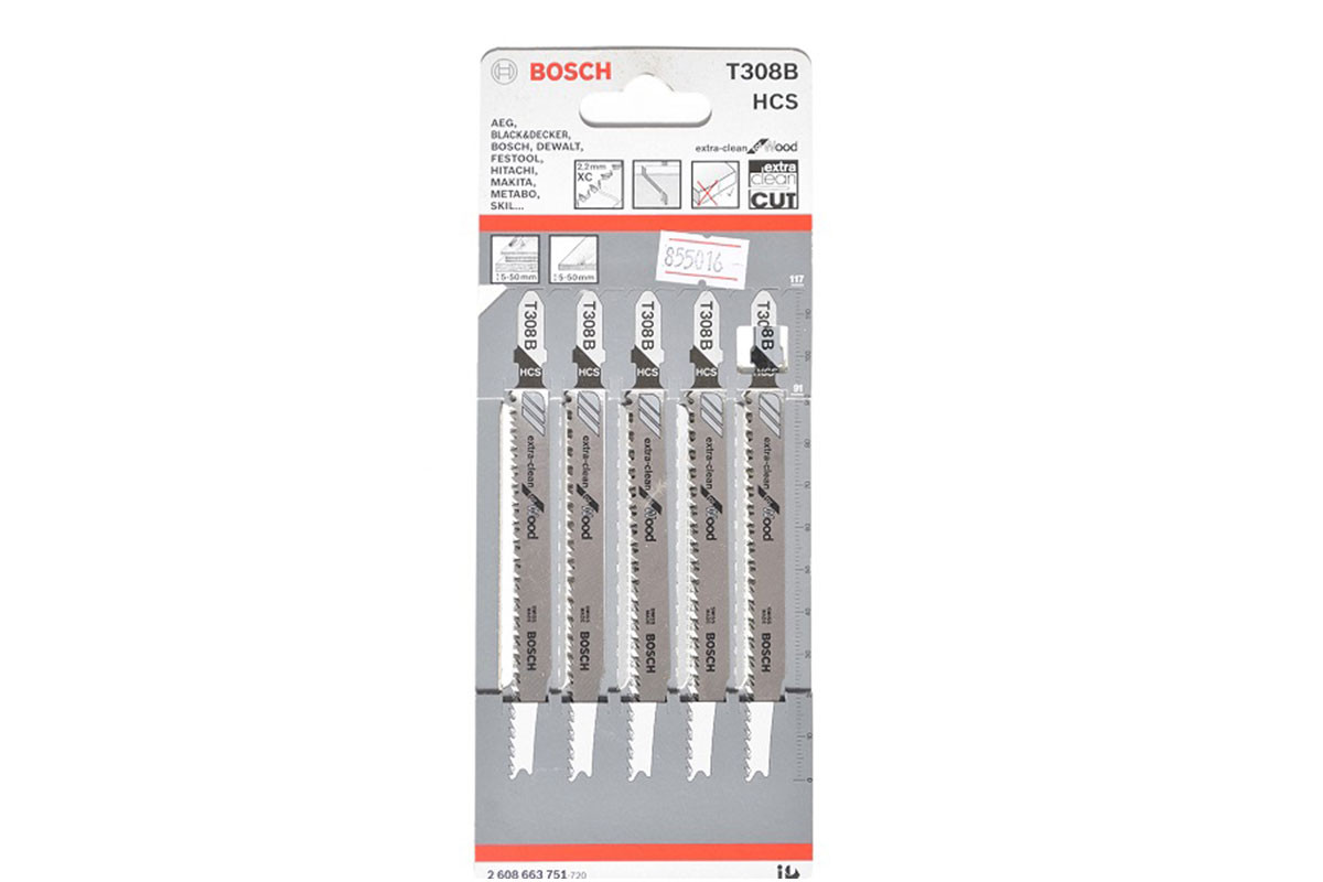 BOSCH 2608663751
Lưỡi cưa lọng
T 308 B -Gỗ (bộ 5 lưỡi)