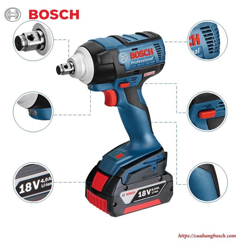 Máy siết bu lông dùng Pin 18V BOSCH GDS 18V-EC 300 ABR
(SOLO)