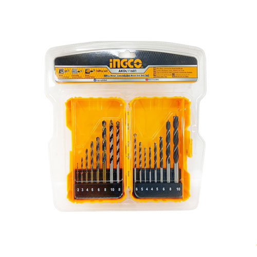 Bộ 16 mũi khoan kim loại, bê tông và gỗ INGCO AKDL11601