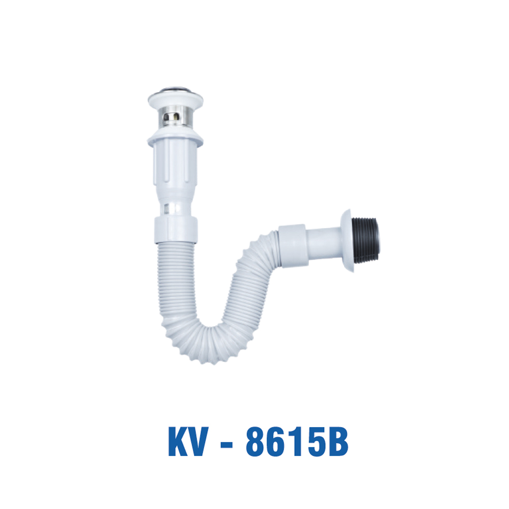 Đầu Xả Nhấn Inox 201, Đuôi Xả Ruột Gà, Nhựa Trắng. KIVA KV-615B