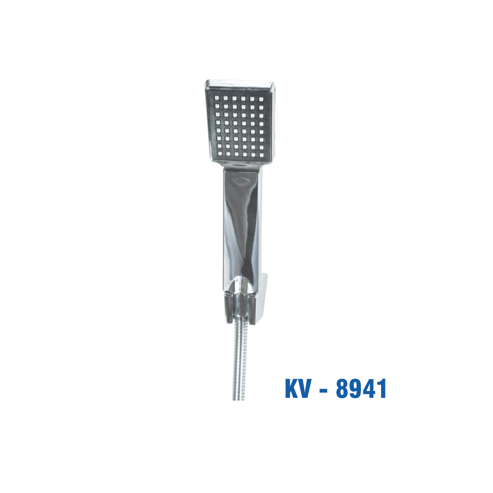 Sen Tắm Vuông Nhựa ABS Mạ Crome, Dây Inox 1.4m (Vĩ). KIVA KV-8941