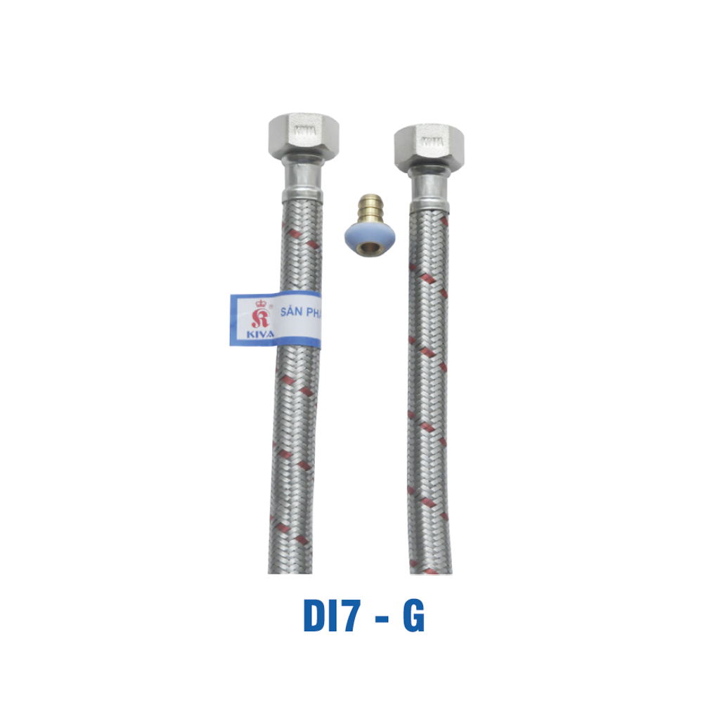 Dây Cấp Nước Inox 304 Gân Trắng, Tán Thau, Ron Col, 40cm KIVA DI7-G4