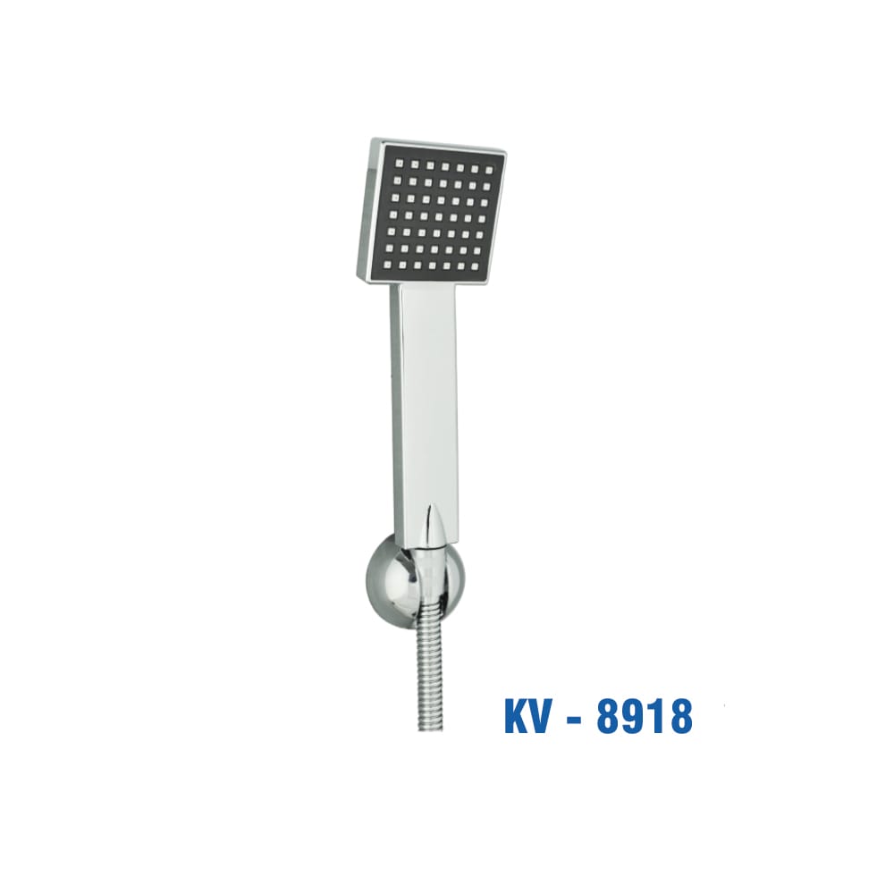 Sen Tắm Vuông Nhựa ABS Mạ Crome, Dây Inox 1.4m (Vĩ). KIVA KV-8918