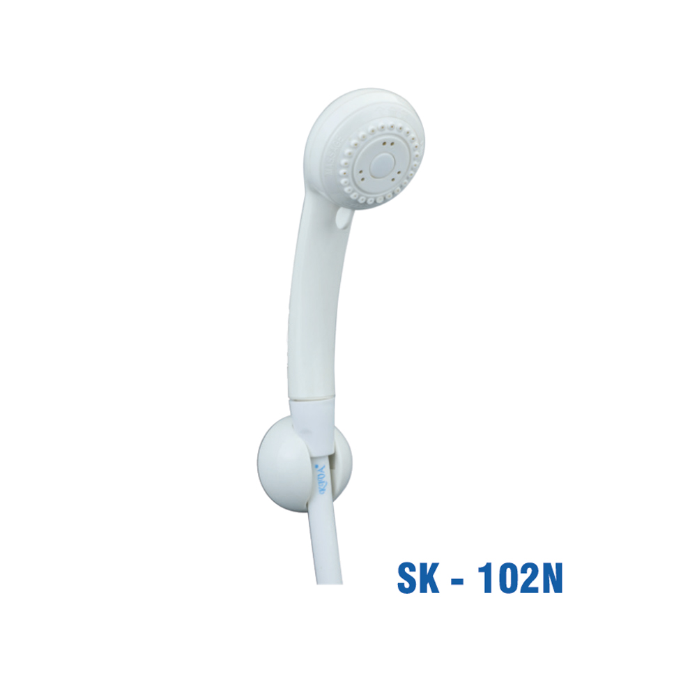 Sen Tắm Nhựa ABS Trắng 2 Chế Độ, Dây Nhựa Trắng 2 Tán Nhựa 1.4m (Bịch). KIVA SK-102N