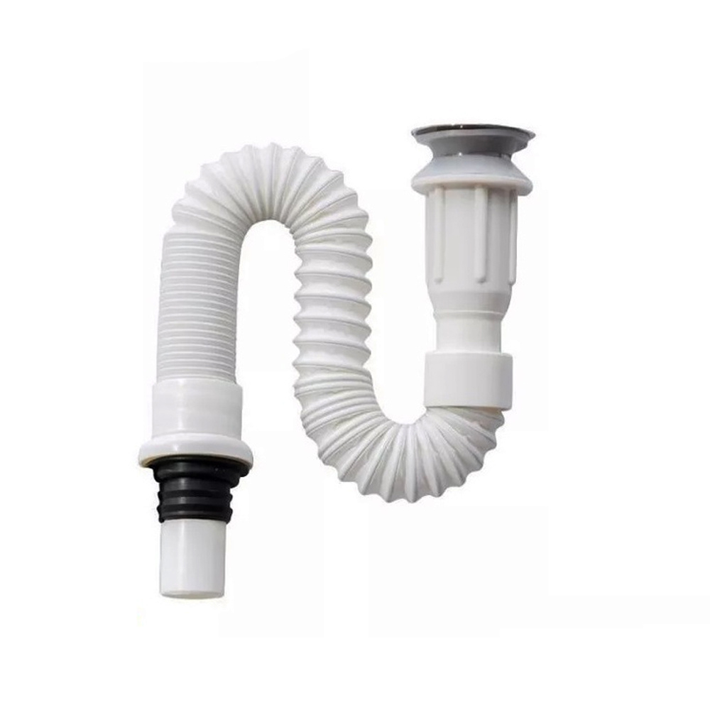 Đầu Xả Lật Inox 201, Đuôi Xả Ruột Gà, Nhựa Trắng KIVA KV-615A