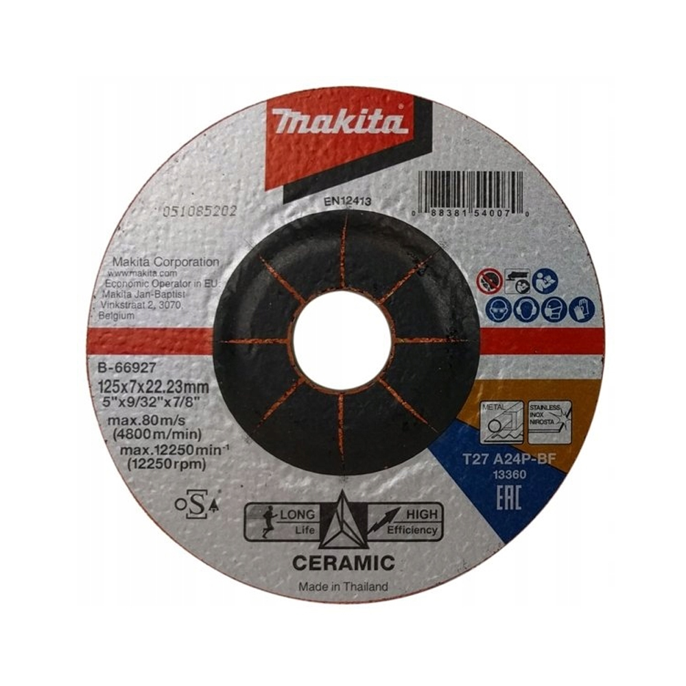 ĐÁ MÀI HẠT CERAMIC (125 X 7 X 22.23MM) A24P MAKITA B-66927