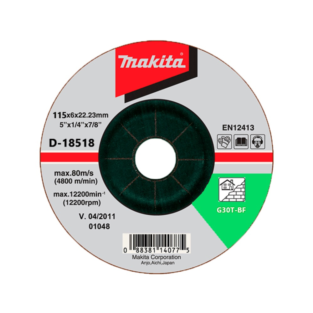 ĐÁ MÀI C24R CHO KIM LOẠI (125X6X22.23 MM) MAKITA D-18518