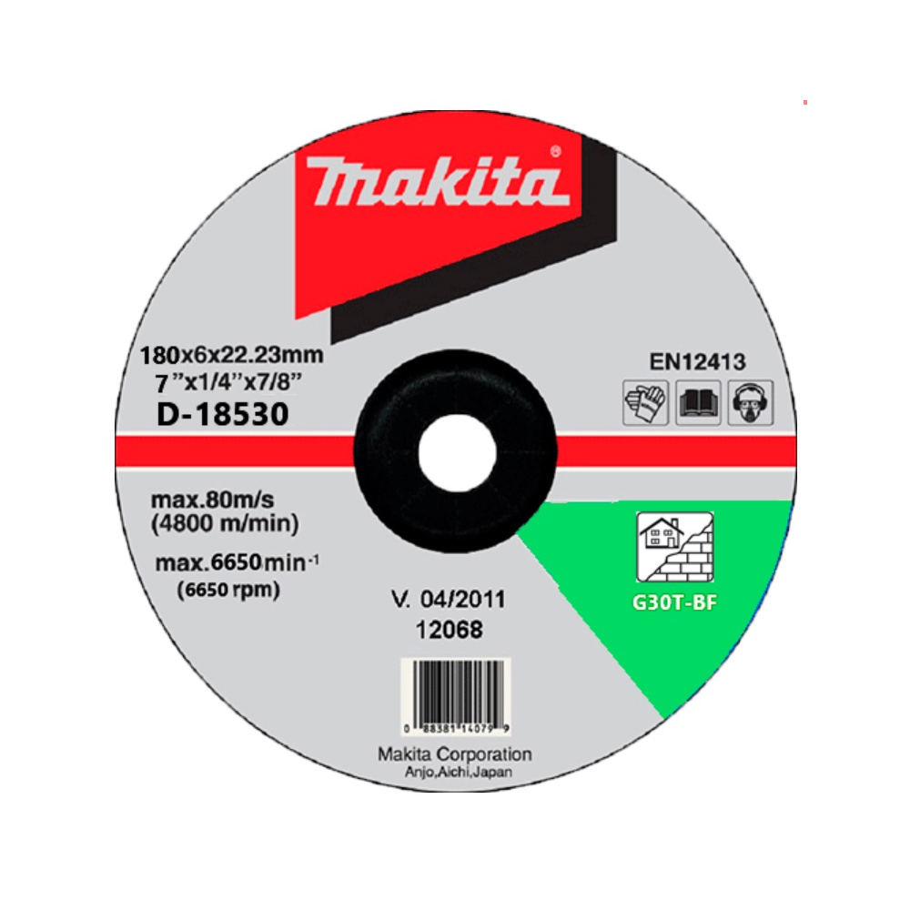 ĐÁ MÀI C24R CHO KIM LOẠI ((180 X 6 X 22.23MM) ) MAKITA D-18530