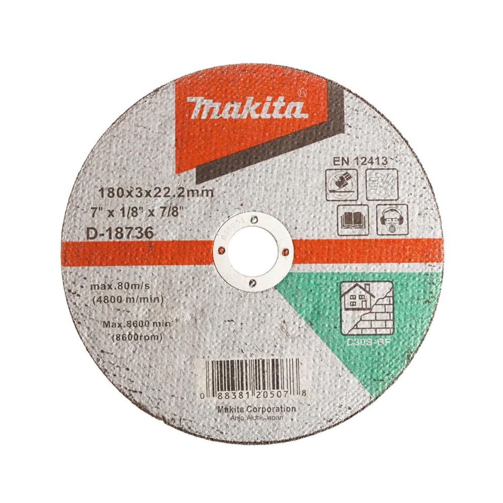 ĐÁ CẮT 180MM C30S CHO GẠCH 180X3X22.23MM MAKITA D-18736