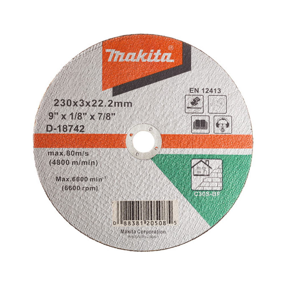 ĐÁ CẮT 230MM C30S CHO GẠCH 230X3X22.23MM MAKITA D-18742