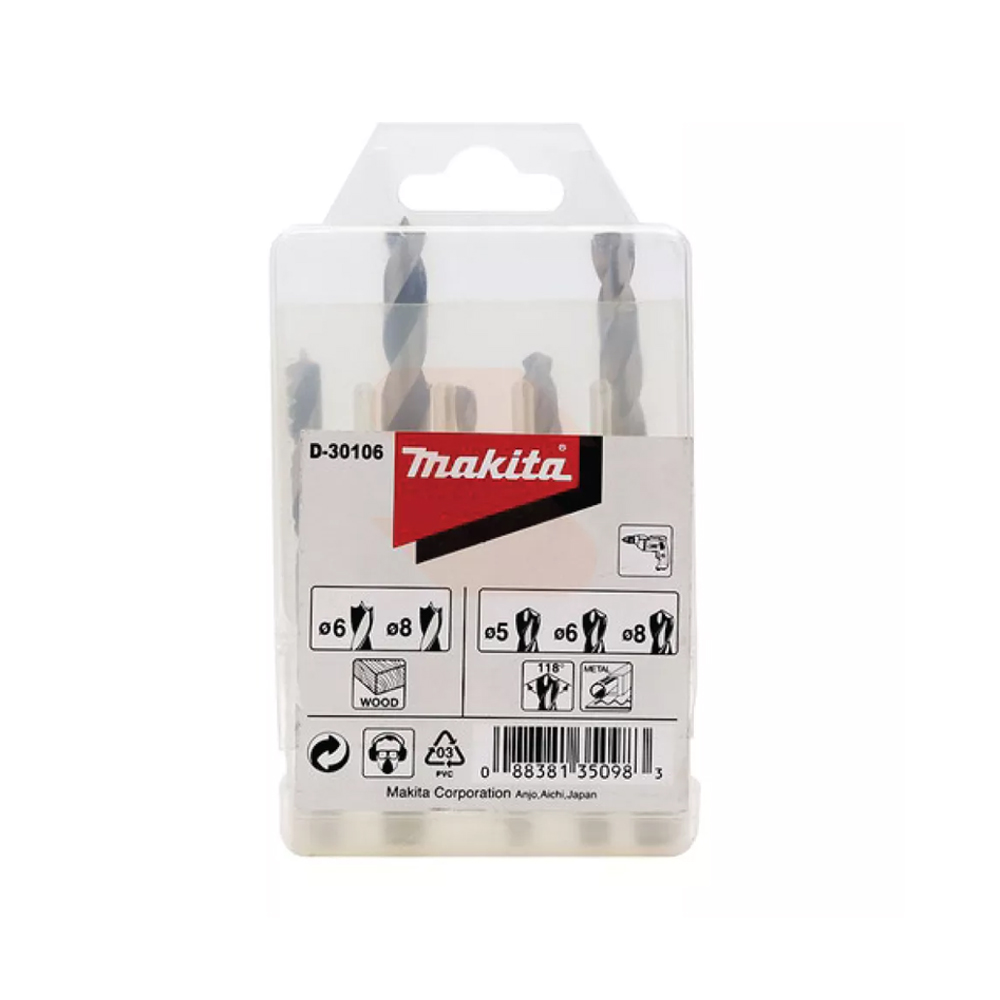 BỘ MŨI KHOAN 5 CÁI 5MM(1PCS), 6MM (2PCS), 8MM (2PCS) MAKITA D-30106