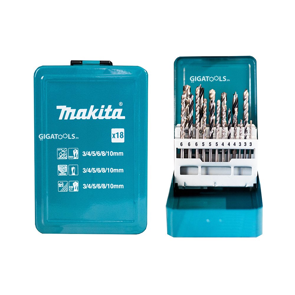 BỘ MŨI KHOAN 18 CÁI/BỘ(CHỨA TRONG HỘP KIM LOẠI) MAKITA D-46202