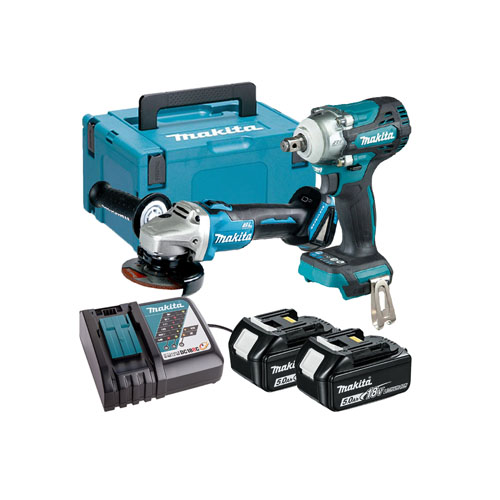 BỘ SẢN PHẨM(DTW300+DGA404+BL1850B*2+DC18RC+TÚI ĐỰNG)(18V) MAKITA DLX2406TX1