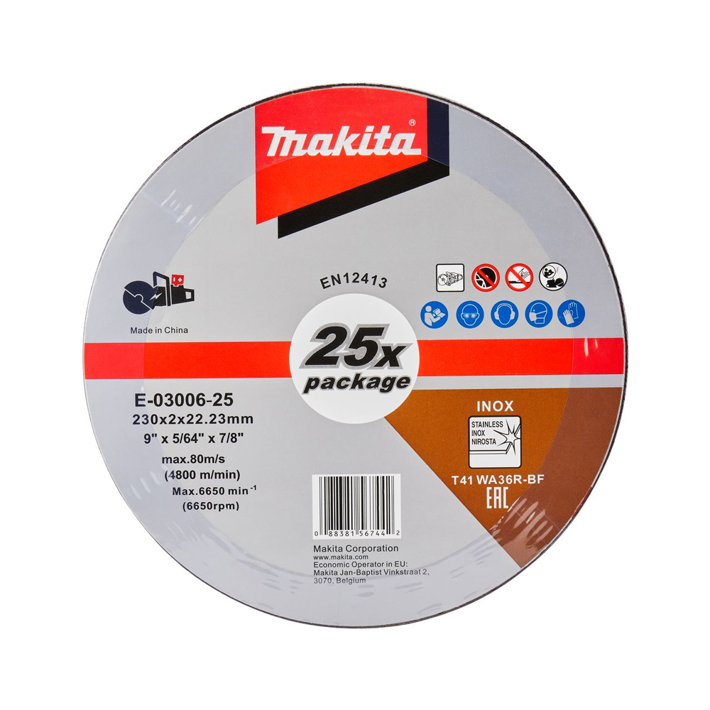 BỘ ĐÁ CẮT KIM LOẠI 230X2.0X22.23MM(25 CÁI/BỘ) MAKITA E-03006-25