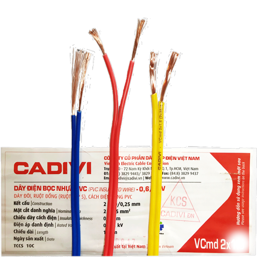 Dây đôi mềm 16 CADIVI Vcmd 2×0.5 [đơn giá 1M]