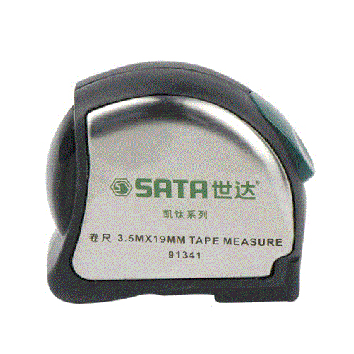 Thước cuốn thép 3.5m, vỏ thép không gỉ bọc cao su SATA 91341