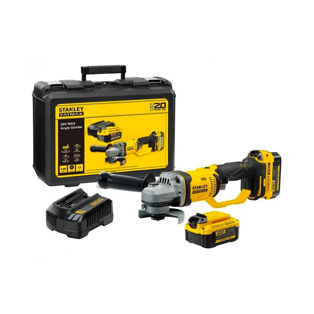 Máy mài cầm tay 20V Stanley SCG400M2K-B1 Máy, sạc, 2pin*4Ah Vali