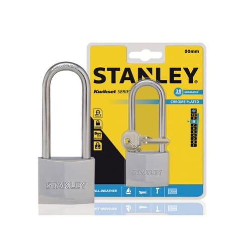Ổ Khóa Hiệu Stanley USA, Chrome trắng, càng dài, rộng 50mm