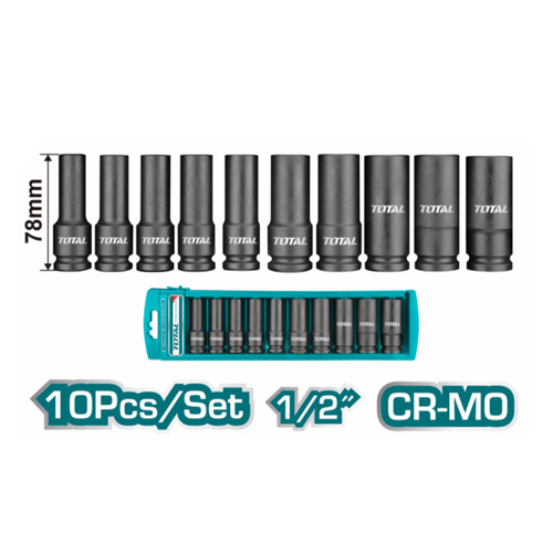 Bộ 10 đầu tuýp Deep Impact DR 1/2 inch TOTAL THKISD12102L