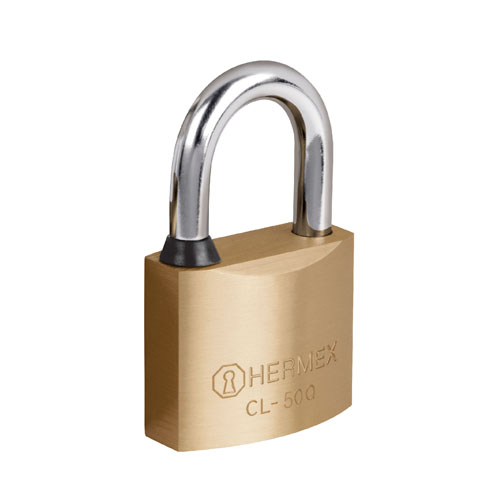 Ổ khóa treo thân đồng thau 50mm Hermex 43301 CL-50Q