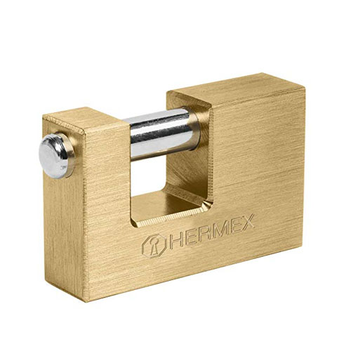 Ổ khoá cầu ngang thân đồng inox, chống cắt 75mm Hermex 43354 COR-75Q