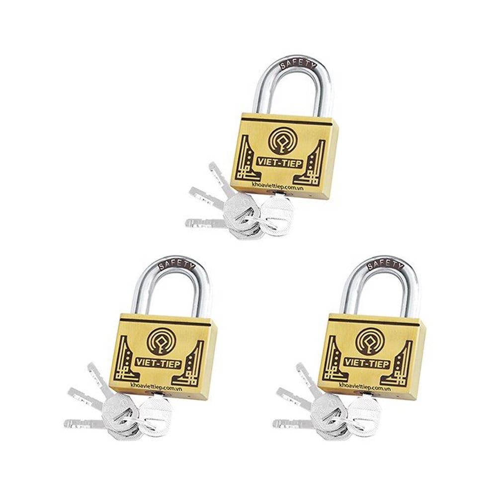 khóa treo hợp kim Việt Tiệp 01003
 (vỉ 3 loại 4,5,6 cm)