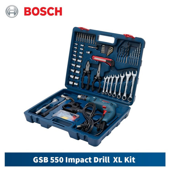 Máy khoan động lực BOSCH GSB 550
(bộ set valy 122 món phụ kiện XL)