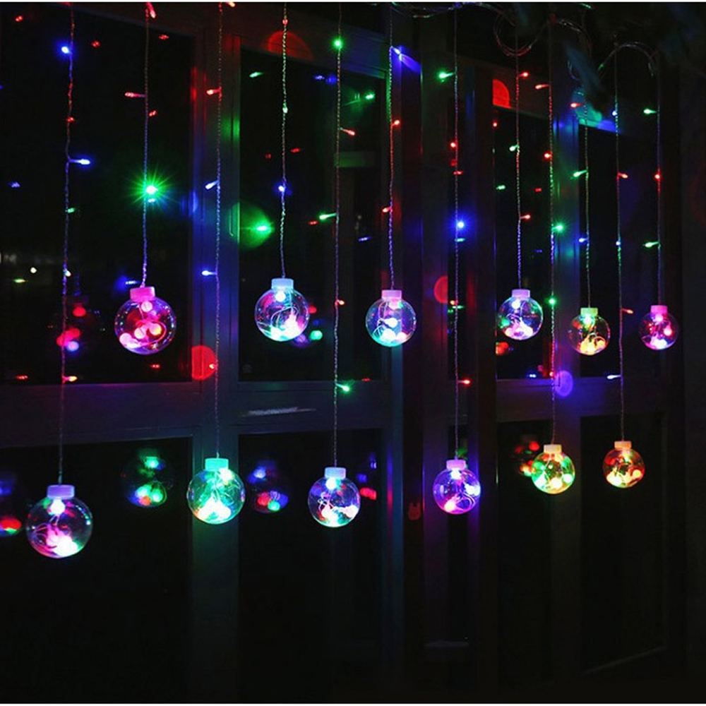 Bộ led Noel rèm nháy bóng tròn vàng/đủ màu