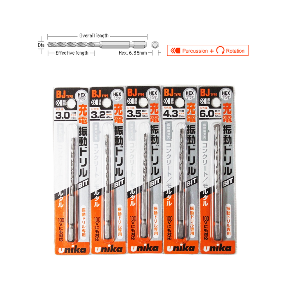 Mũi khoan bê tông đuôi lục giác UNIKA BJ Type 5.3mm BJ5.3×100